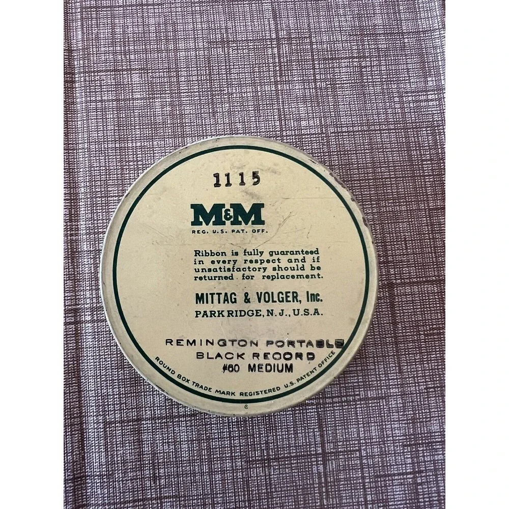 37 - Vintage Green Mittag & Volger -‎ M&M Typewriter Ribbon Tin